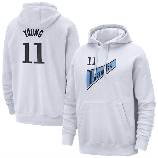 Atlanta Hawks #11 Trae Young White 2024 25 City Edition Pullover Hoodie