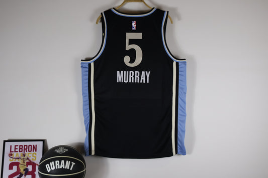 Atlanta Hawks #5 Dejounte Murray 2324 city jersey black Style 1