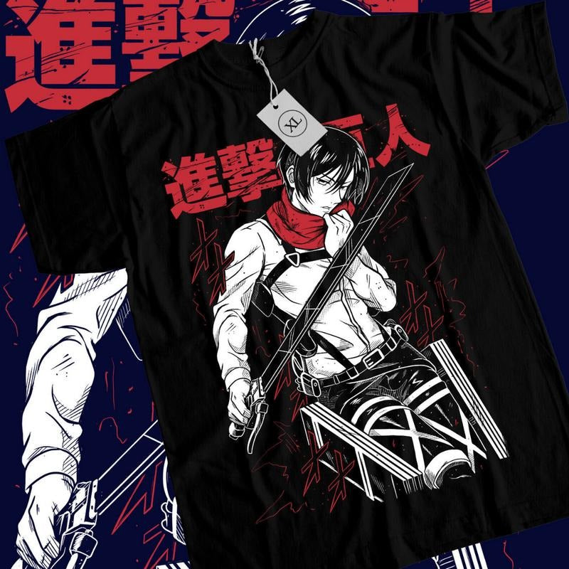 Attack On Titan Anime T-Shirt & Sweatshirt, Mikasa Ackerman Graphic Tee, Anime Manga Lover Gifts Ball Cotton Dragon Menswear