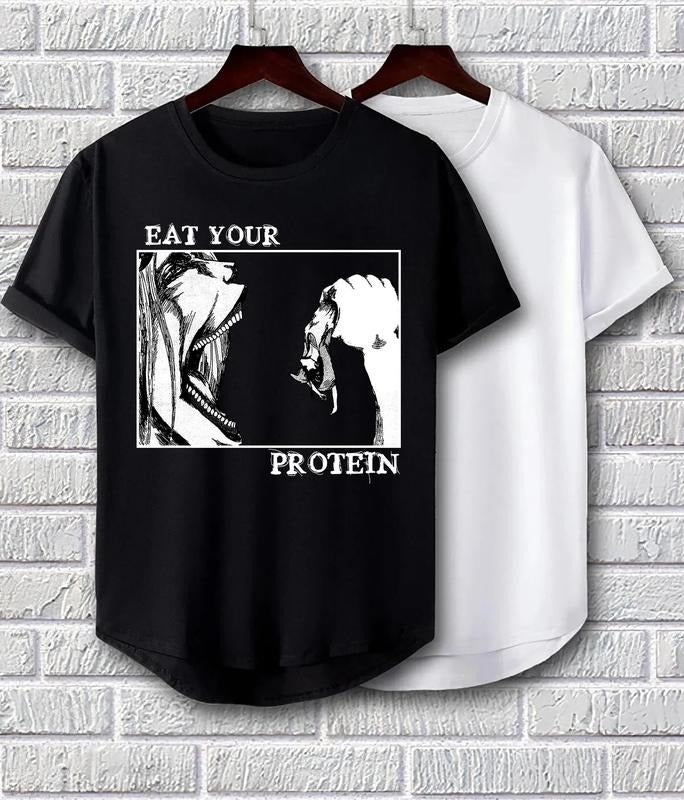 Attack On Titan Shirt, Eat Your Protein Shirt, AOT Sweatshirt, Eren Jaeger Shirt, Anime Tee Casual Classic