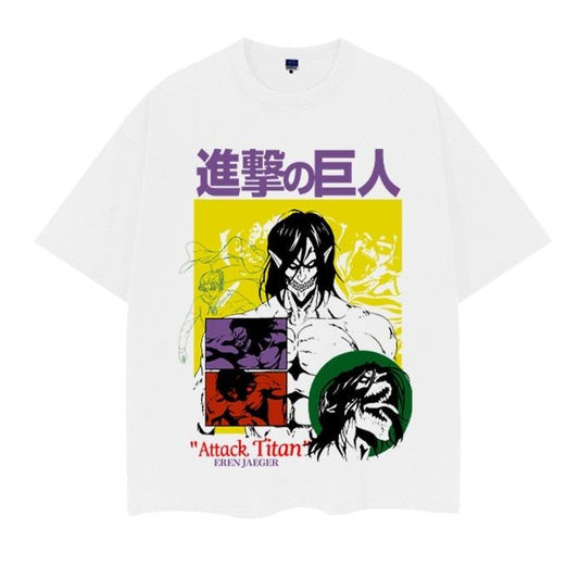 Attack on Titan "Eren's Roar" Vintage Oversized Tee Anime T-shirt 100% Cotton Original Design Men's Top Casual Streetwear