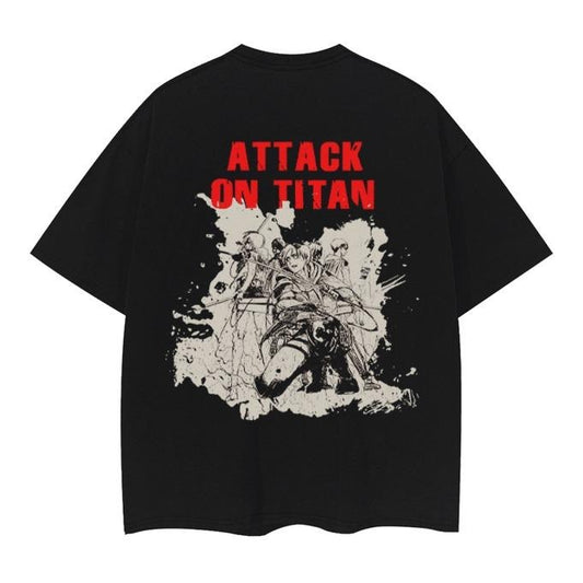 Attack on Titan "Survey Corps" Vintage Oversized Tee Anime T-shirt 100% Cotton Original Design Men's Top Casual Streetwear Menswear Tshirt