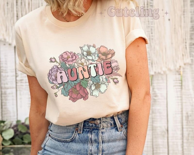 Auntie Shirt New Aunt Shirt Promoted To Aunt Pregnancy Reveal Gift For Aunt To Be Best Aunt Ever Wild Roses Baby Reveal...