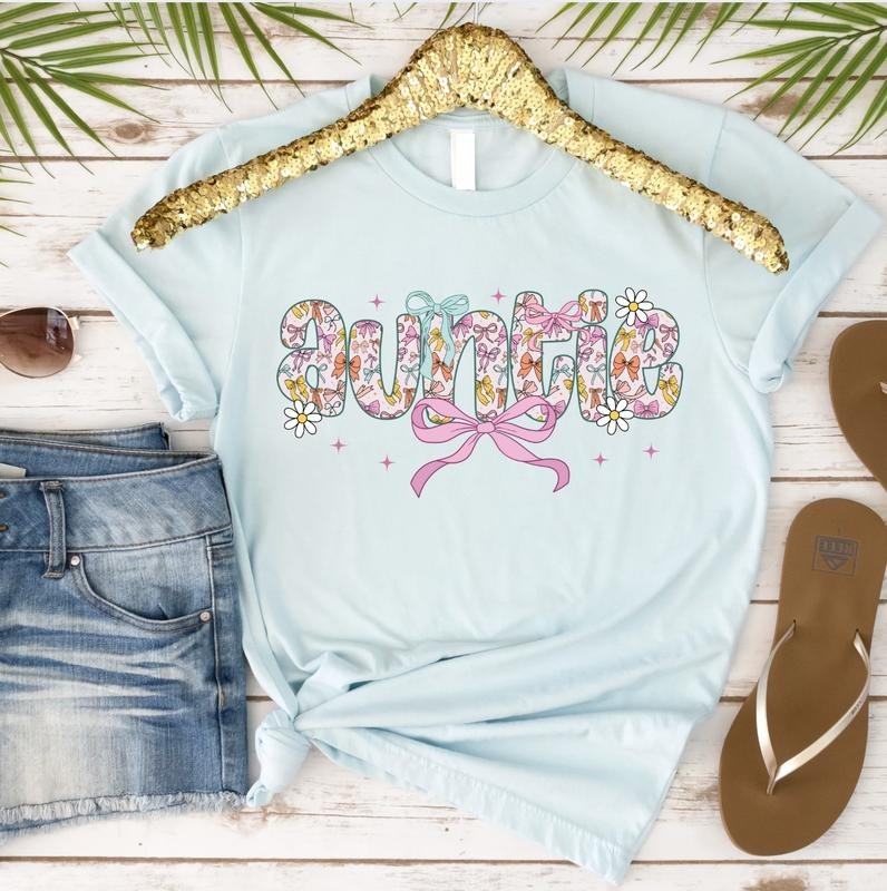 Auntie with bow Tshirt Hoodie, Sweatshirt | InkThreadWorks.com