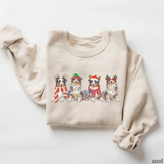 Australian Shepherd Sweatshirt, Australian Shepherd Holiday Crewneck, Aussie Dog Mama Christmas Sweater, Aussie Mom Gift,...