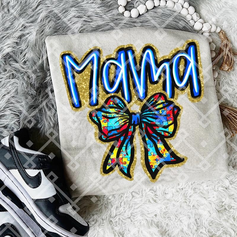 Autism Mama Bow DTF Transfer - THIS IS NOT A SHIRT Hoodie, Sweatshirt | InkThreadWorks.com