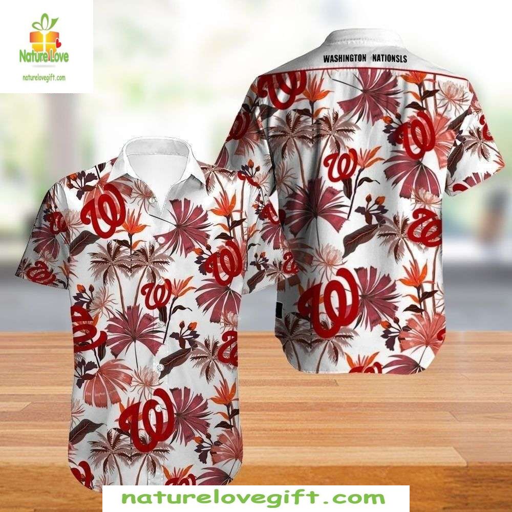 Washington Nationals MLB Hawaiian Shirt Autumn Glory Burnt Sienna Leaf