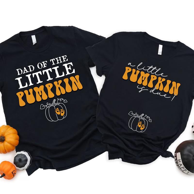 Autumn Matching Pregnant Shirt, Pregnancy Announcement T-shirt for Couple, Pregnant Thanksgiving Tee, Cute Fall Shirt...