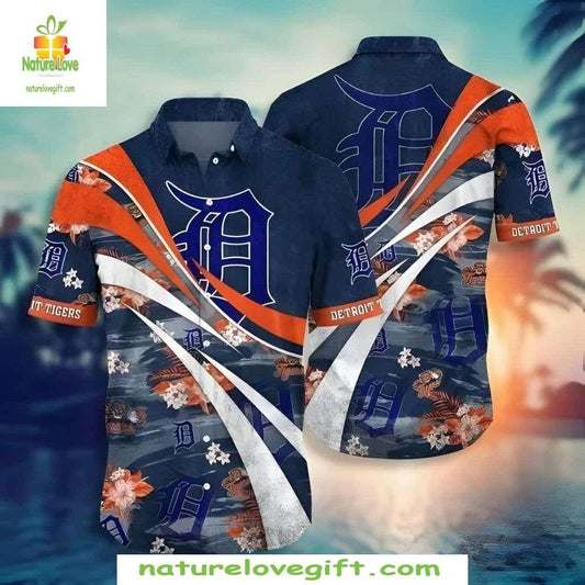 Detroit Tigers Hawaiian Shirt Autumn Sunset MLB Baseball Aloha Shirt