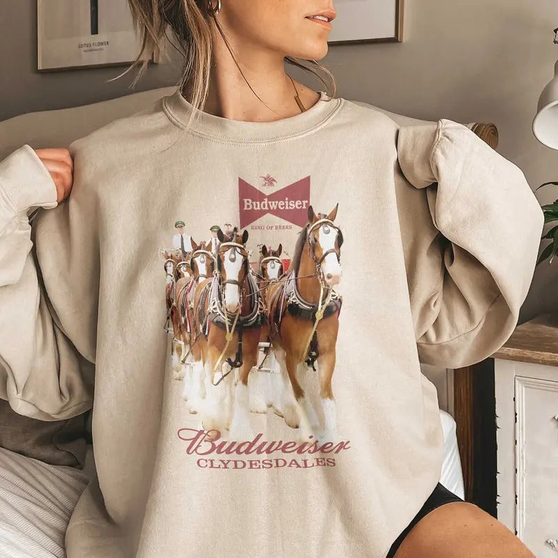 B.ud.wei.se.r Clydesdales Blend T-shirt/Sweatshirt/Hoodie - Classic Fit, 100% Cotton Designer Clothes Womenswear Check
