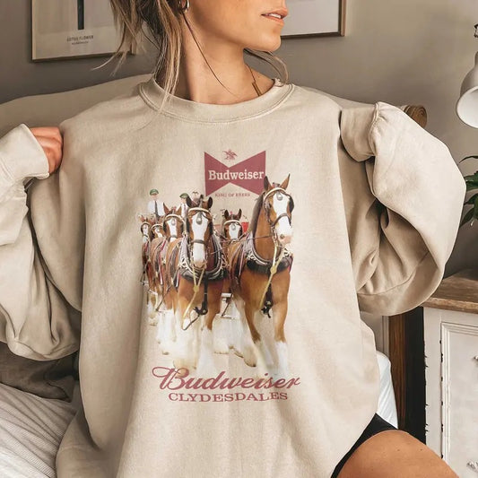 B.ud.wei.se.r Clydesdales Blend T-shirt/Sweatshirt/Hoodie - Classic Fit, 100% Cotton Designer Clothes Womenswear Check