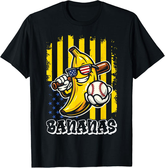 Graphic Banana Proud Name Retro American Flag T-Shirt