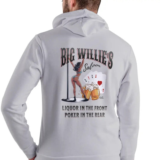 BIG WILLIE'S Unisex Hoodie with Graphic Design Featuring Liquor and Poker, Casual Style for Men