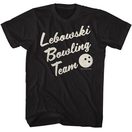 The Big Lebowski - Bowling Team - American Classics - Solid Black Adult Short Sleeve T-Shirt