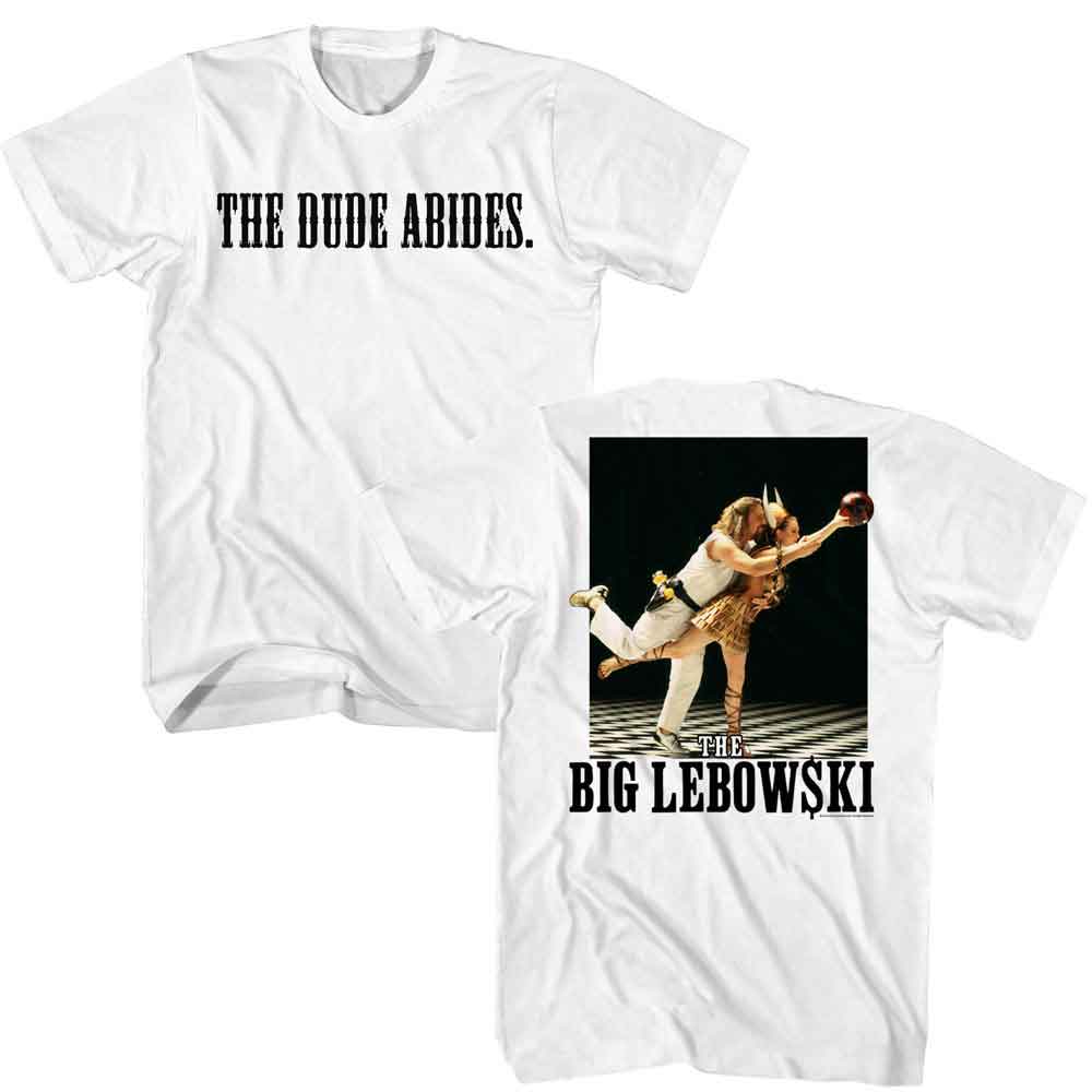 The Big Lebowski - The Dude Abides - American Classics - White 2-Sided Adult Short Sleeve T-Shirt