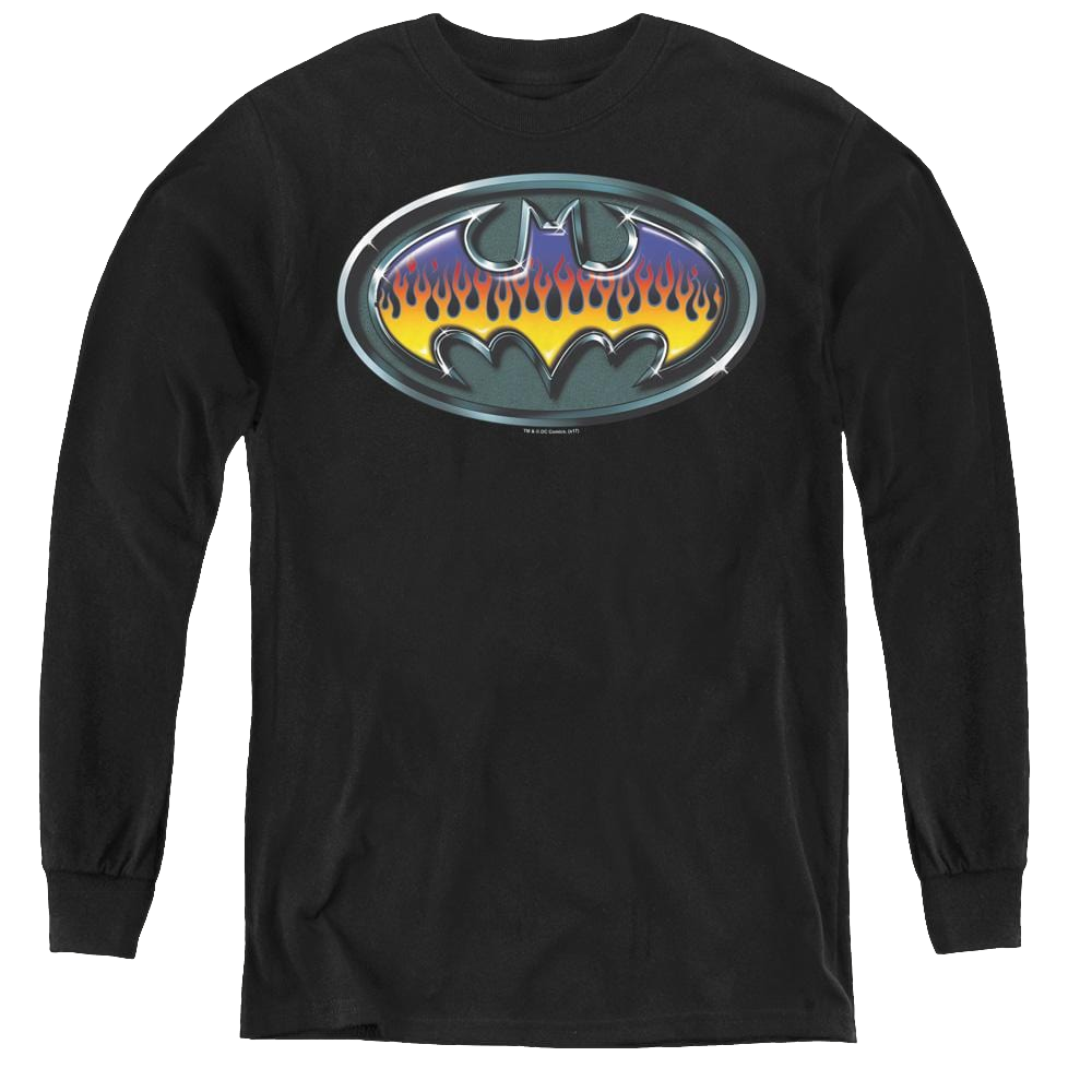 Dc Batman Hot Rod Shield - Youth Long Sleeve T-Shirt