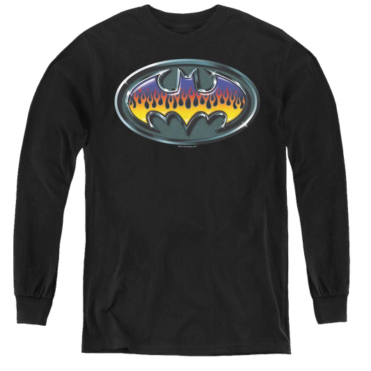 Dc Batman Hot Rod Shield - Youth Long Sleeve T-Shirt