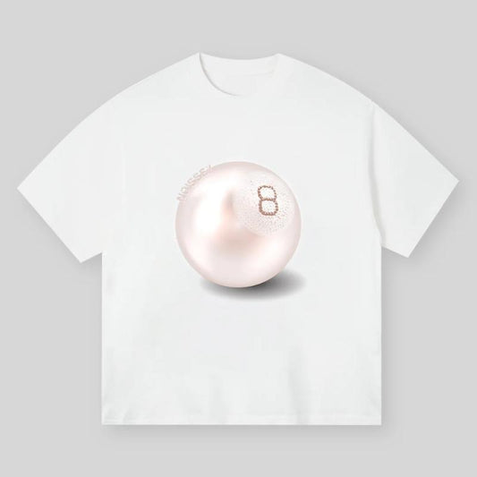 BOUNCE BACK Table Tennis 8 Pearl Print T-shirt, Vintage Graphic Tee, Y2k Clothing, Unisex Cotton Crewneck T-Shirt - Medium, Short Sleeve, Casual Streetwear Printed Tee