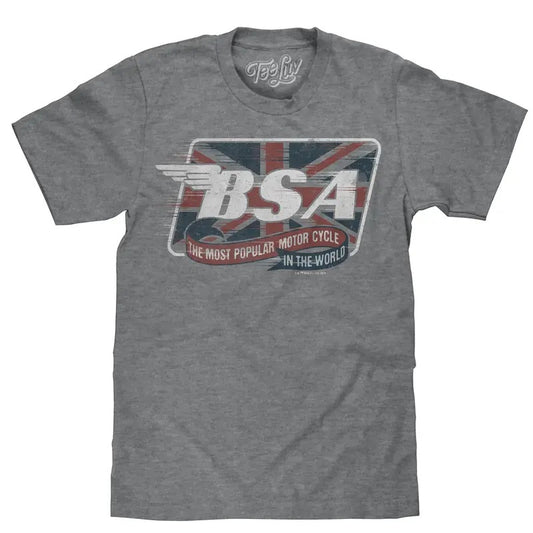 BSA Motorcycles Union Jack T-Shirt - Gray Hoodie, Sweatshirt | InkThreadWorks.com