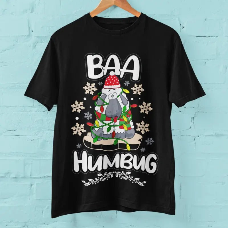 Baa Humbug Funny Christmas T Shirt, Christmas Hoodie, Sweatshirt | InkThreadWorks.com