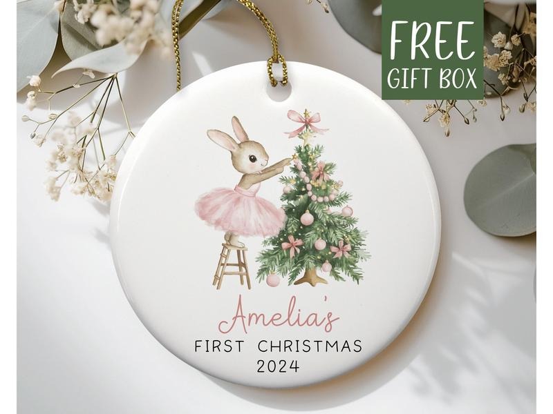 Baby First Christmas Ornament 2024, Personalized First Christmas Ornament Baby Girl Name Baby Shower Gift, Baby Family...