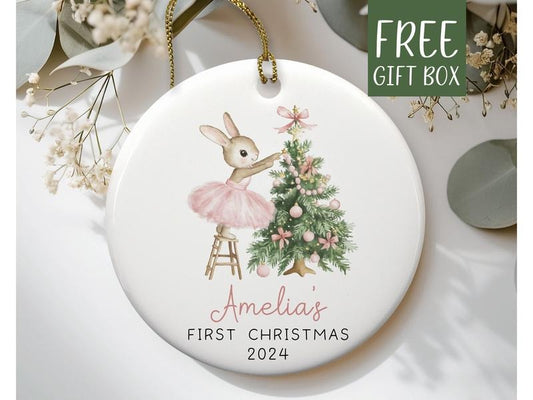 Baby First Christmas Ornament 2024, Personalized First Christmas Ornament Baby Girl Name Baby Shower Gift, Baby Family...