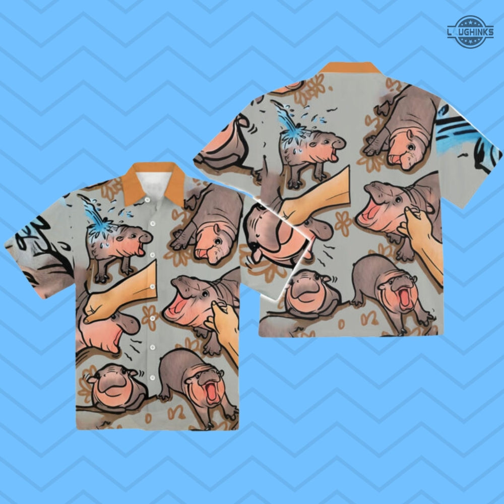Baby Hippo Moo Deng Hawaiian Shirt And Shorts NEW