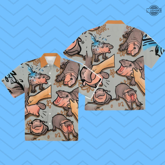 Baby Hippo Moo Deng Hawaiian Shirt And Shorts NEW