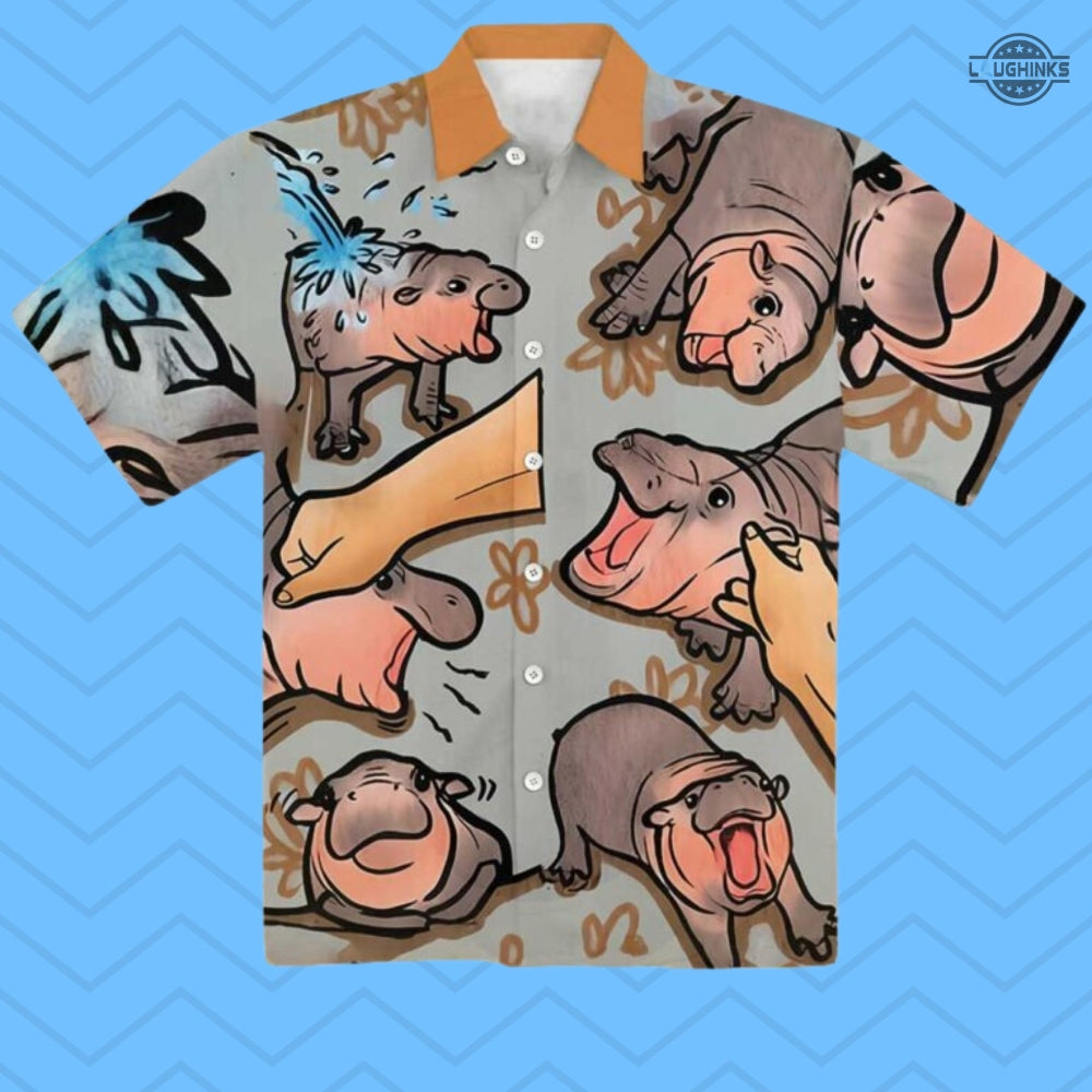 Baby Hippo Moo Deng Hawaiian Shirt And Shorts NEW