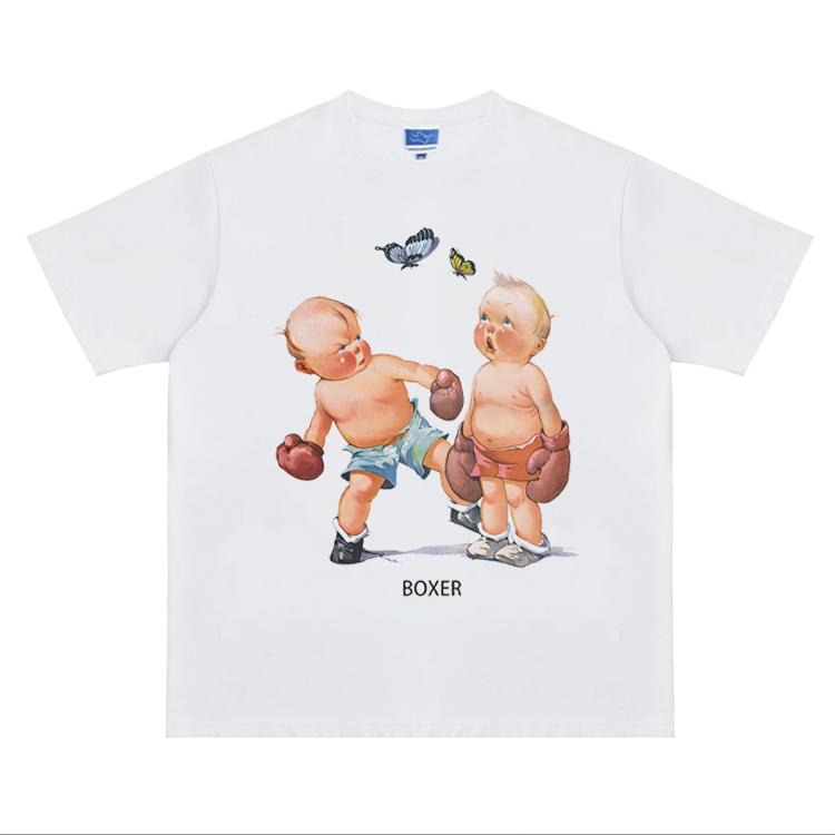 Baby Series "Boxer" Heavyweight Vintage Tee 100% Cotton OVERSIZED Anime T-shirt Menswear Top Crew Necks Tshirt Casual...
