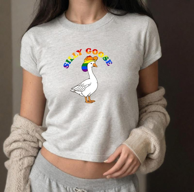 Baby Tee Pride Month, Baby Tee, Gay Pride, Lesbian Pride Baby Tee, Cute Baby, y2k baby tee, 90s Crop, Silly Goose Shirt...