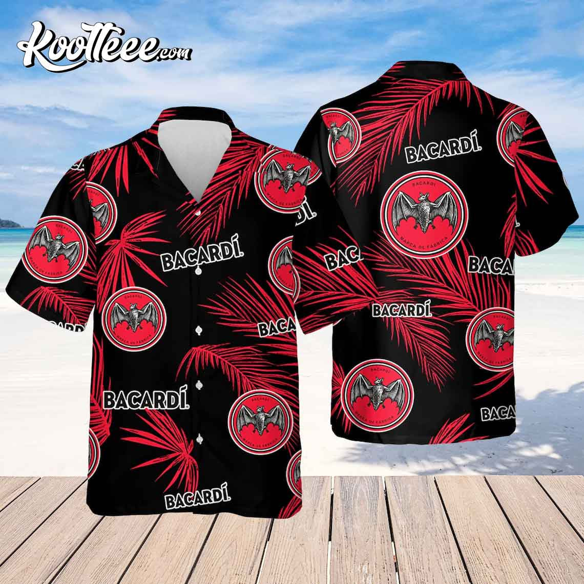 Bacardi Palm Leaves Pattern Hawaiian Shirt