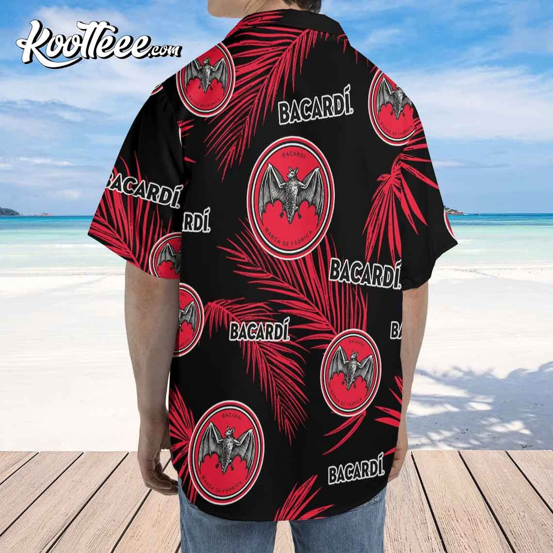 Bacardi Palm Leaves Pattern Hawaiian Shirt