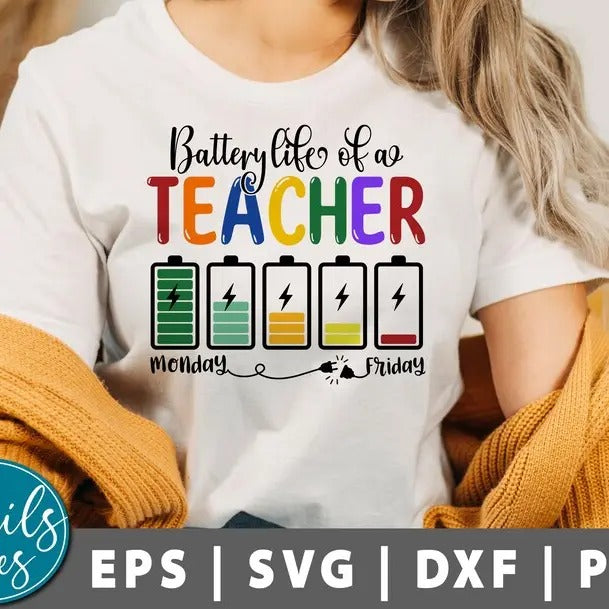 Back To School Battery Life of a Teacher Shirt, Shirt, classroom teacher Shirt, Teacher Life Shirt, Teacher appreciation,...