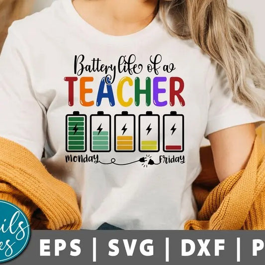 Back To School Battery Life of a Teacher Shirt, Shirt, classroom teacher Shirt, Teacher Life Shirt, Teacher appreciation,...