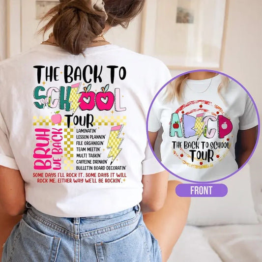 Back To School Tour Retro The Back To School Tour Sweater, Teacher Gift, ABCD Teacher Sweater, Kindergarten Teacher Sweater, Hello School Tee, Funny Teacher Gift