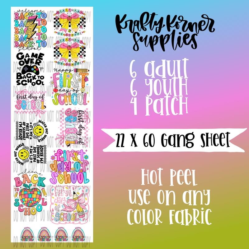 Back to School DTF Transfer Gang Sheet, 22 x 60 T-Shirts, Hoodie, Sweatshirt | InkThreadWorks.com