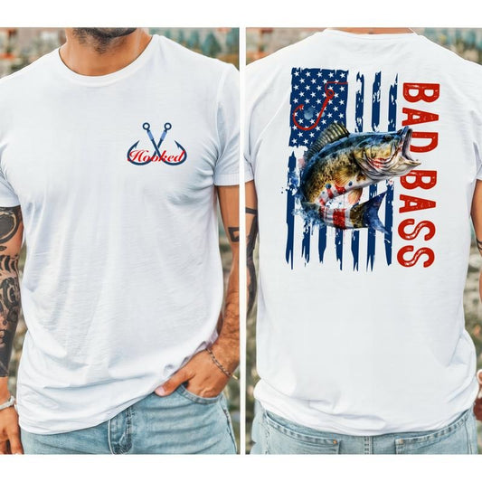 Bad Bass Unisex T-Shirt - American Flag Graphic, Cotton Material, Style