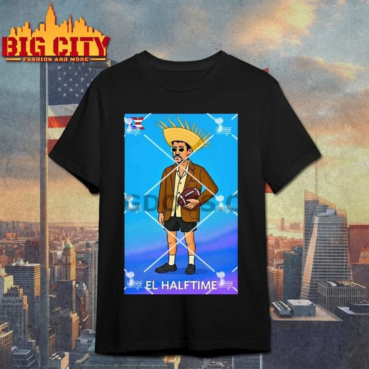 Bad Bunny El Halftime Playboy Loteria Style T-Shirt