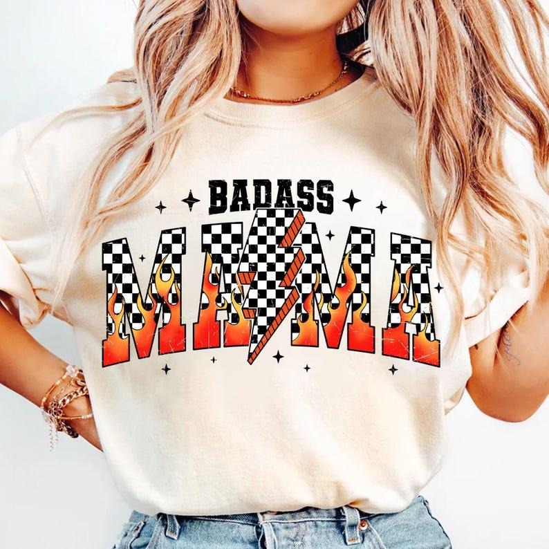 Badass Mama T-shirt, Retro Checkered Mama sweatshirt, Motherhood T-shirt, Mom Life tshirt, Mama sweatshirt, Mothers Day...