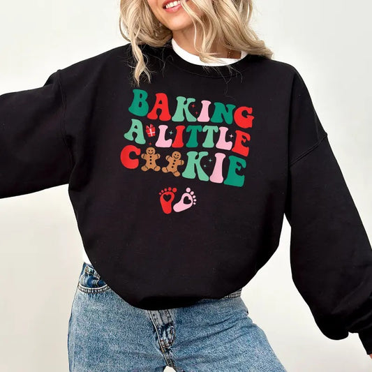 Baking More Than Cookies This Christmas Sweatshirt, Christmas Pregnancy Announcement Sweater, Let's Get Baked Funny...
