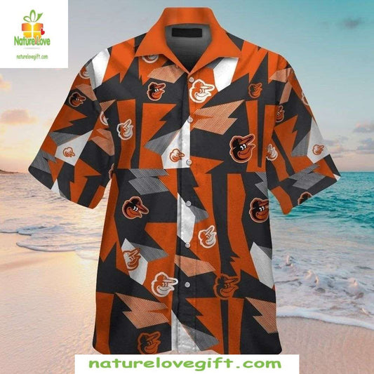 Baltimore Orioles Hawaiian Shirt Orange Black Abstract Art MLB Baseball Apparel