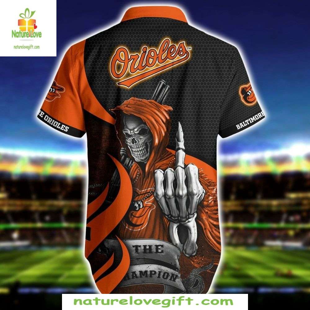 Baltimore Orioles MLB Hawaiian Shirt Champion Skeleton Graphic Baseball Apparel