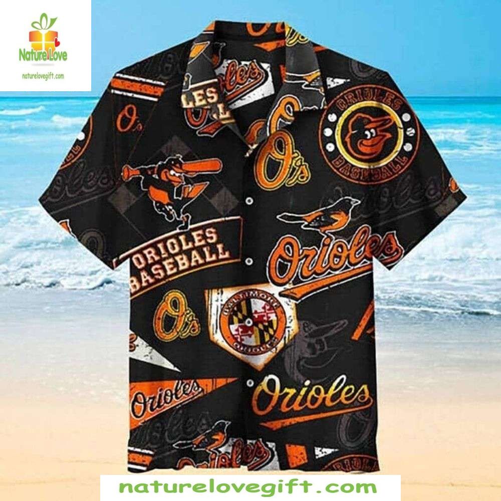 Baltimore Orioles Hawaiian Shirt MLB Baseball Game Day Black Apparel