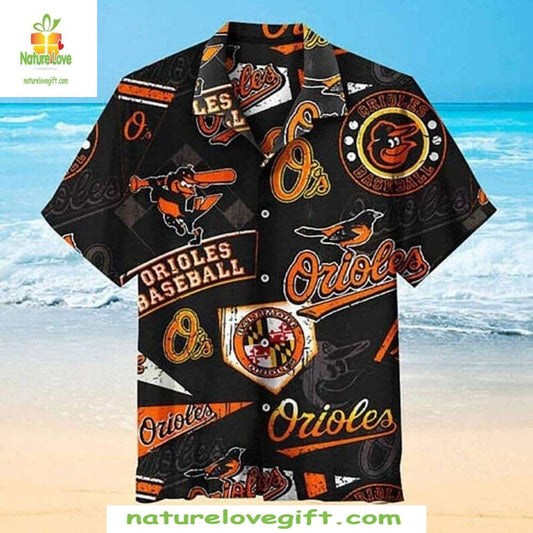 Baltimore Orioles Hawaiian Shirt MLB Baseball Game Day Black Apparel