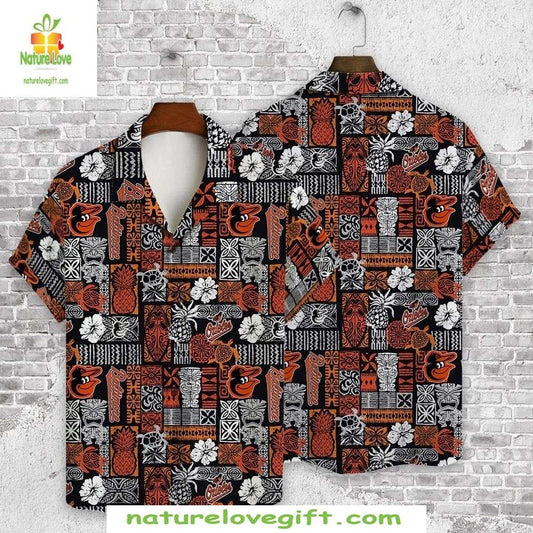Baltimore Orioles MLB Hawaiian Shirt Tribal Mascot Black Baseball Apparel