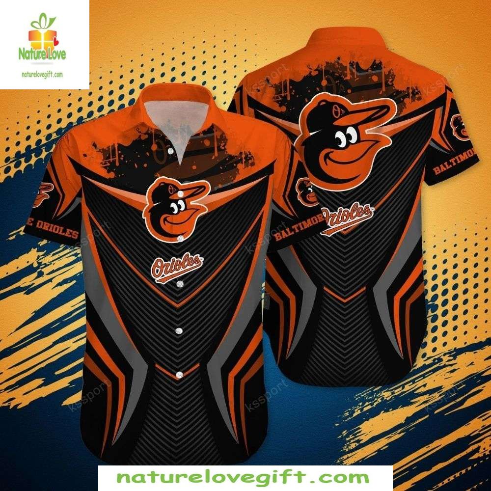 Baltimore Orioles Hawaiian Shirt MLB Baseball Dynamic Abstract Splash Apparel