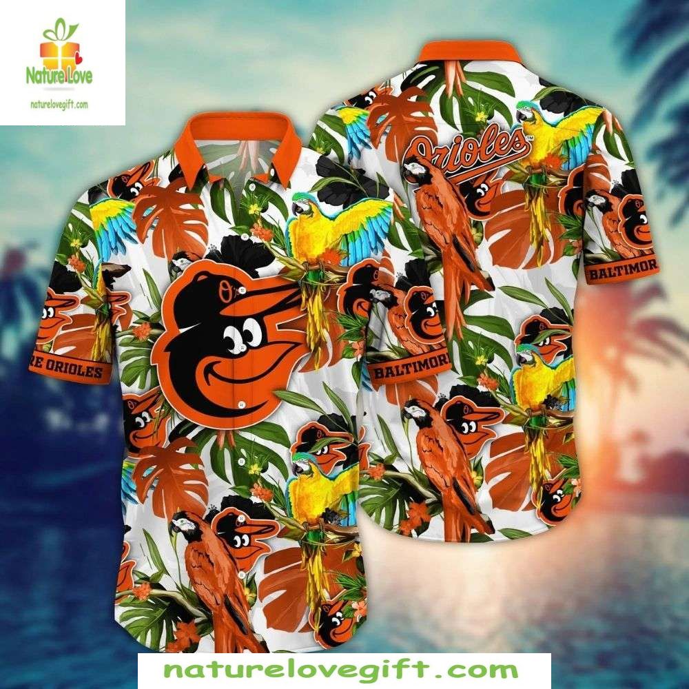 Baltimore Orioles Hawaiian Shirt Exotic Bird Floral Baseball Apparel