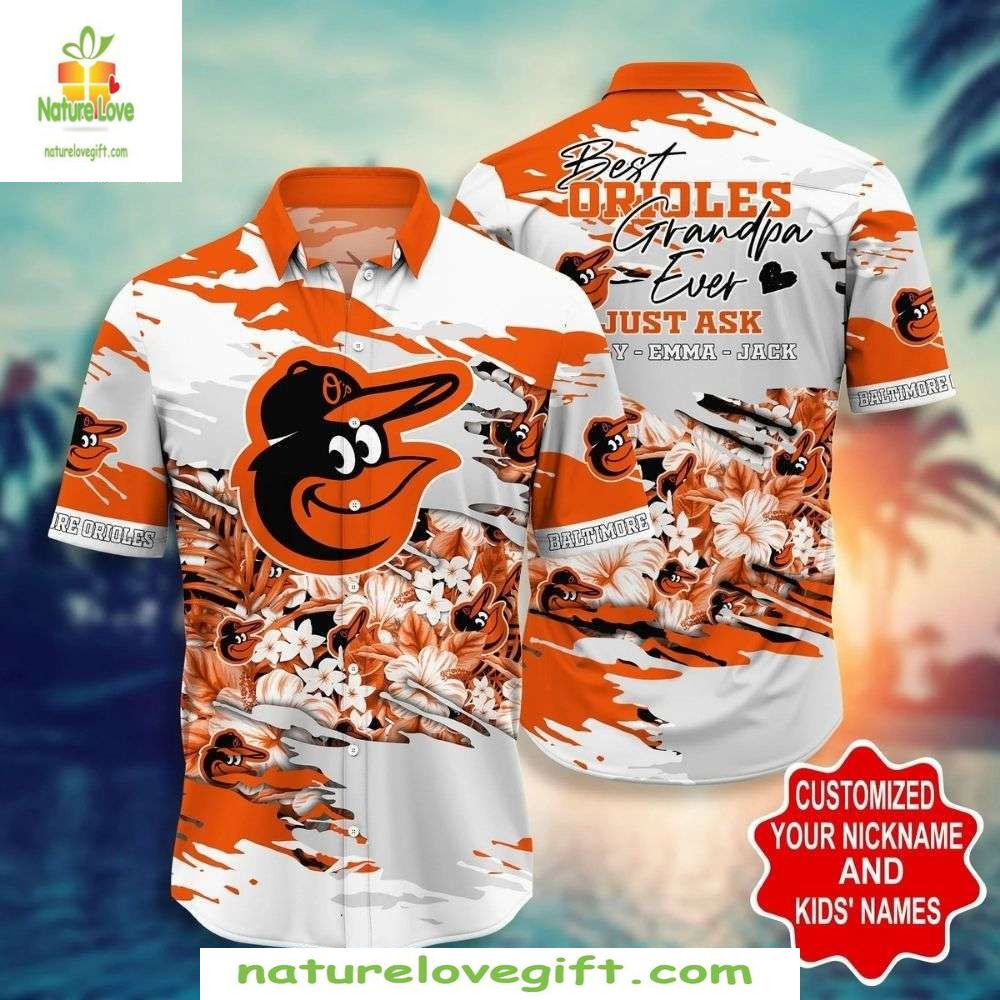 Baltimore Orioles Hawaiian Shirt – Custom MLB Baseball Floral Shirt for Grandpa