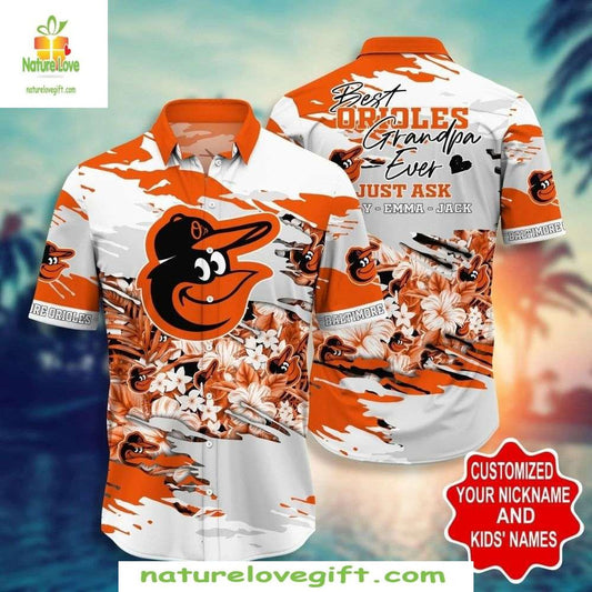 Baltimore Orioles Hawaiian Shirt – Custom MLB Baseball Floral Shirt for Grandpa